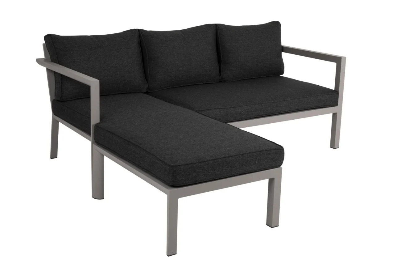 Gartenecksofa Delia mit Kissen aus Aluminium und Olefin-Stoff, modern, beige, für 2–3 Personen