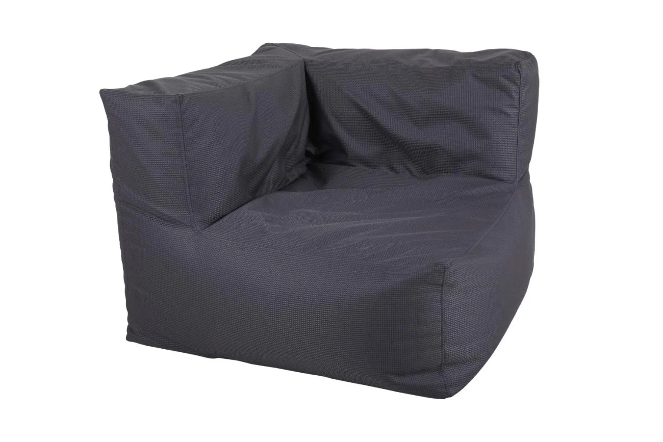 Gartenpouf Galloway Corner aus wetterfestem Olefin-Stoff, modern gepolstert, dunkelgrau, Outdoor
