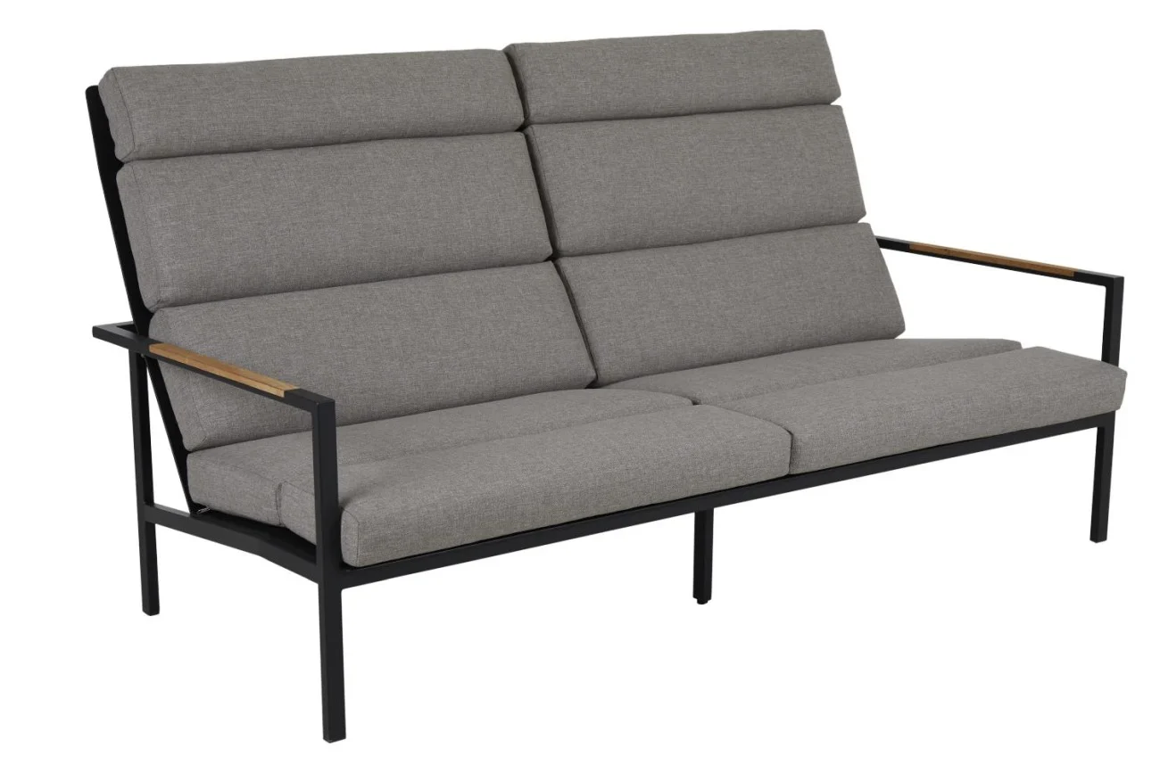 Gartensofa Indus mit Kissen aus Aluminium und Teak, modern, sand, für 2–3 Personen - Brafab