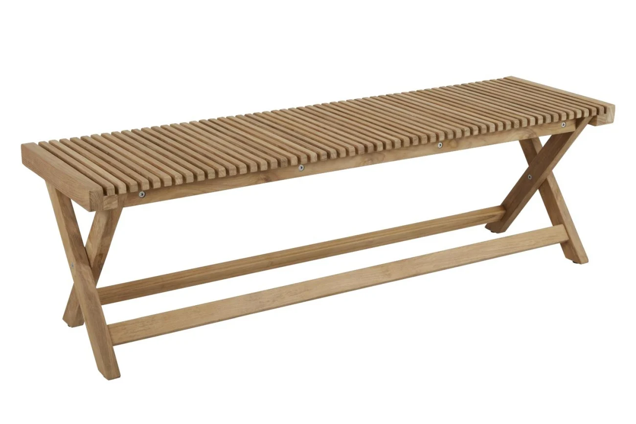 Gartenbank Julita aus Teakholz, modern skandinavisch, natur, 140 cm, für 2–3 Personen - Brafab