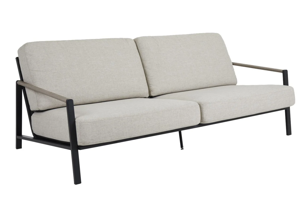 Gartensofa Lyra mit Kissen aus Edelstahl und Olefin-Stoff, modern, sand, 2-3 Sitzplätze