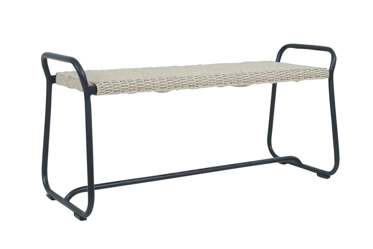 Gartenbank Midway aus Aluminium und Kunst-Rattan, modern, beige, 110 cm, von Brafab