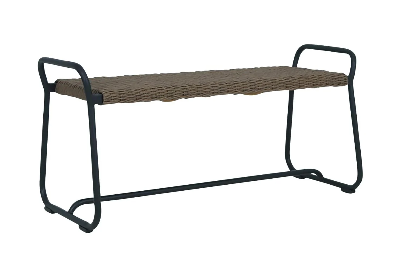 Gartenbank Midway aus Aluminium und Kunst-Rattan, modern, naturbraun, 110 cm breit