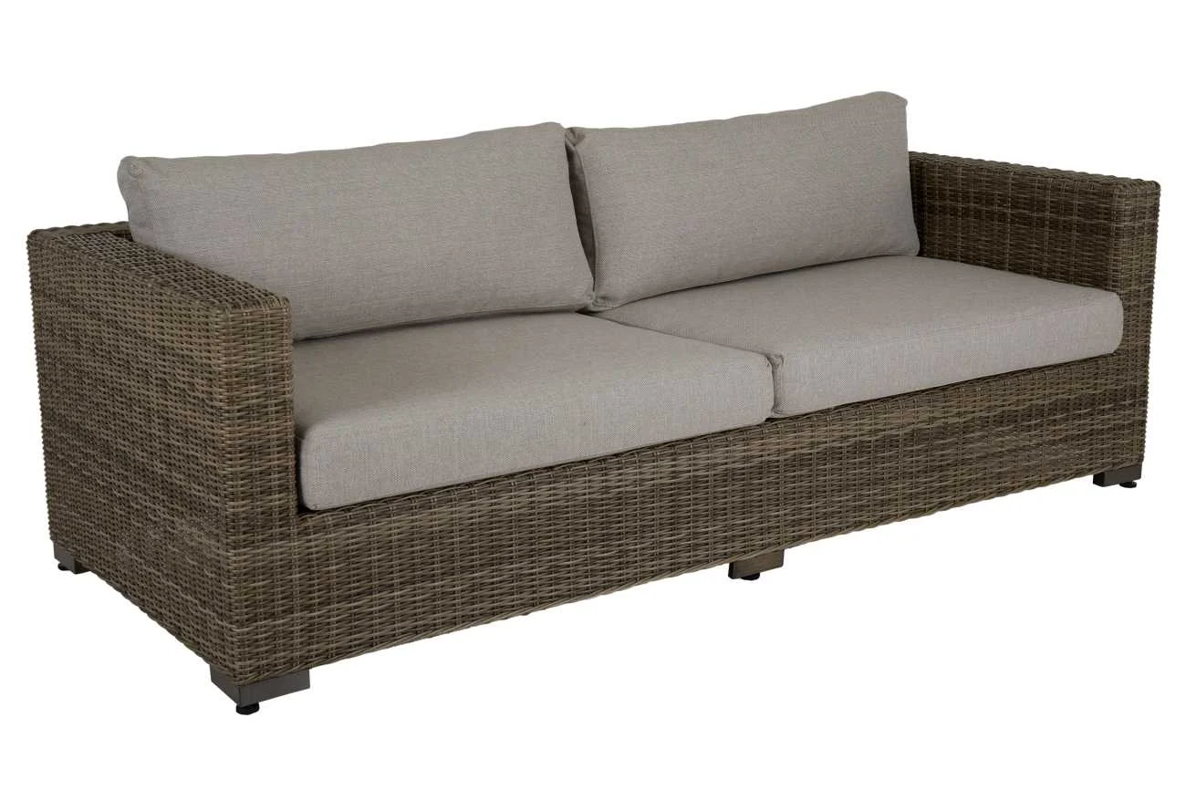Gartensofa Ninja mit Kissen aus Kunst-Rattan, klassisch, sand, für 2–3 Personen, Brafab
