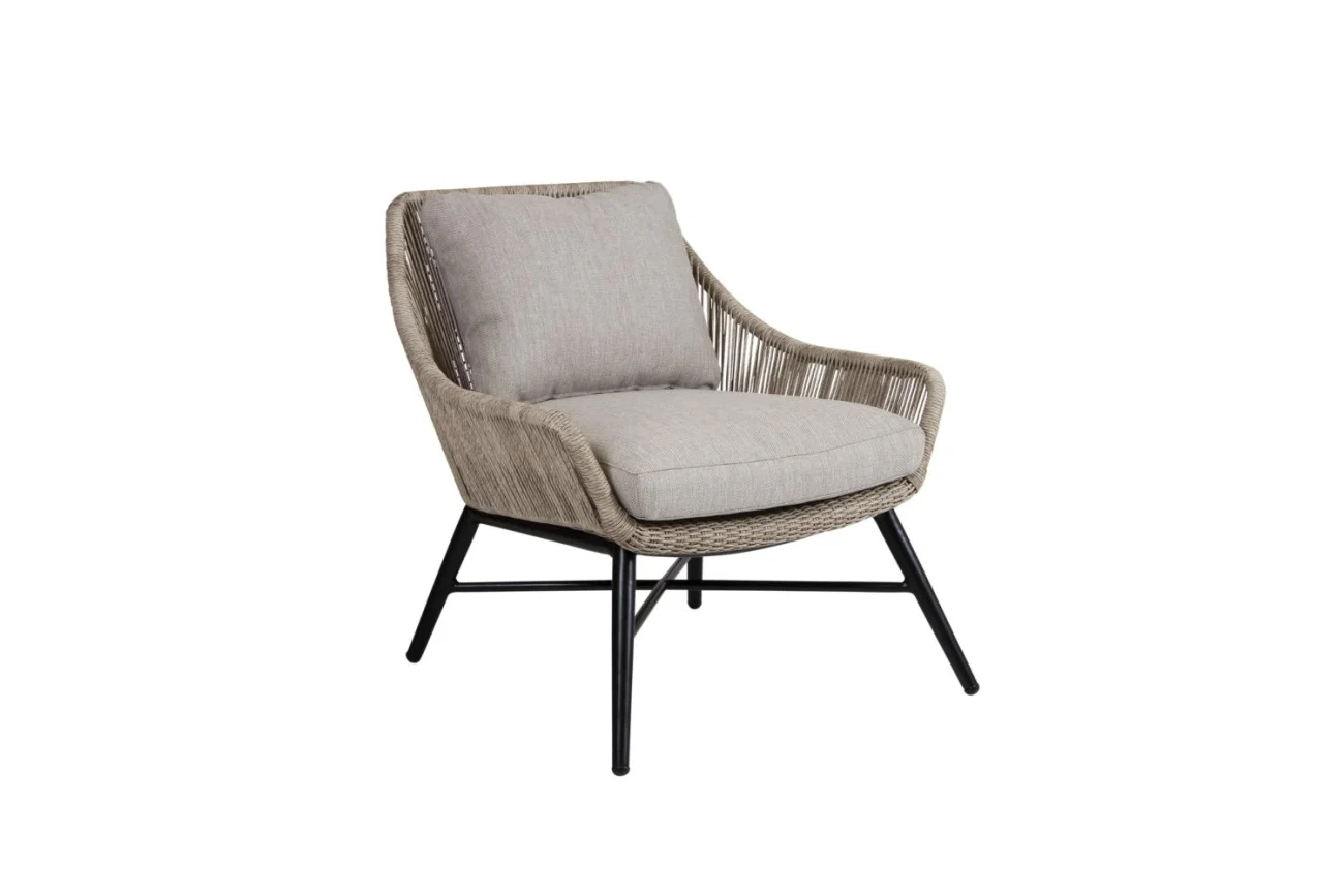 Gartensessel Pembroke mit Kissen aus Rattan und Aluminium, modern, beige, Outdoor - Brafab