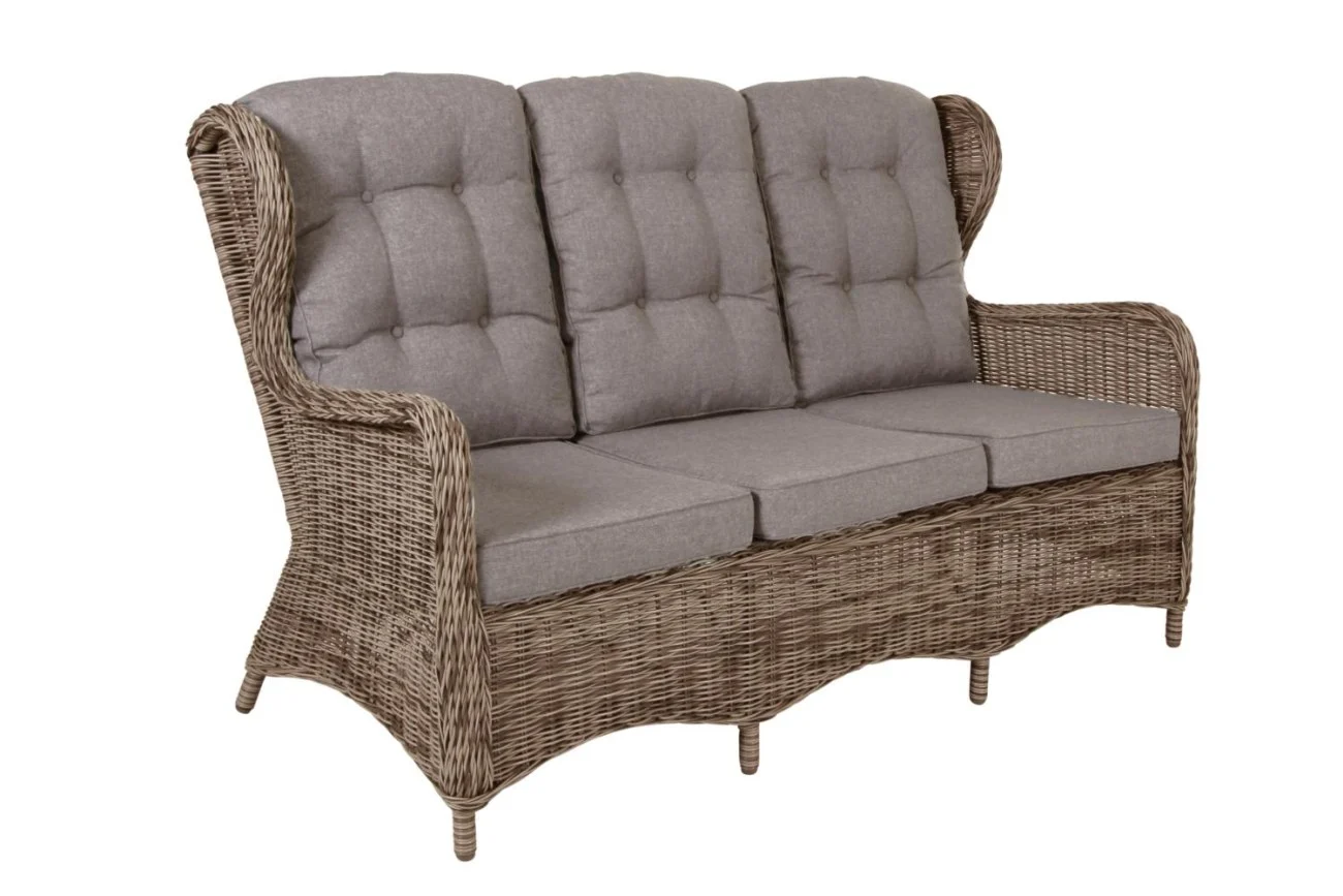 Gartenbank Rosita von Brafab aus Rattan mit Kissen, klassisch, natur, für 2-3 Personen