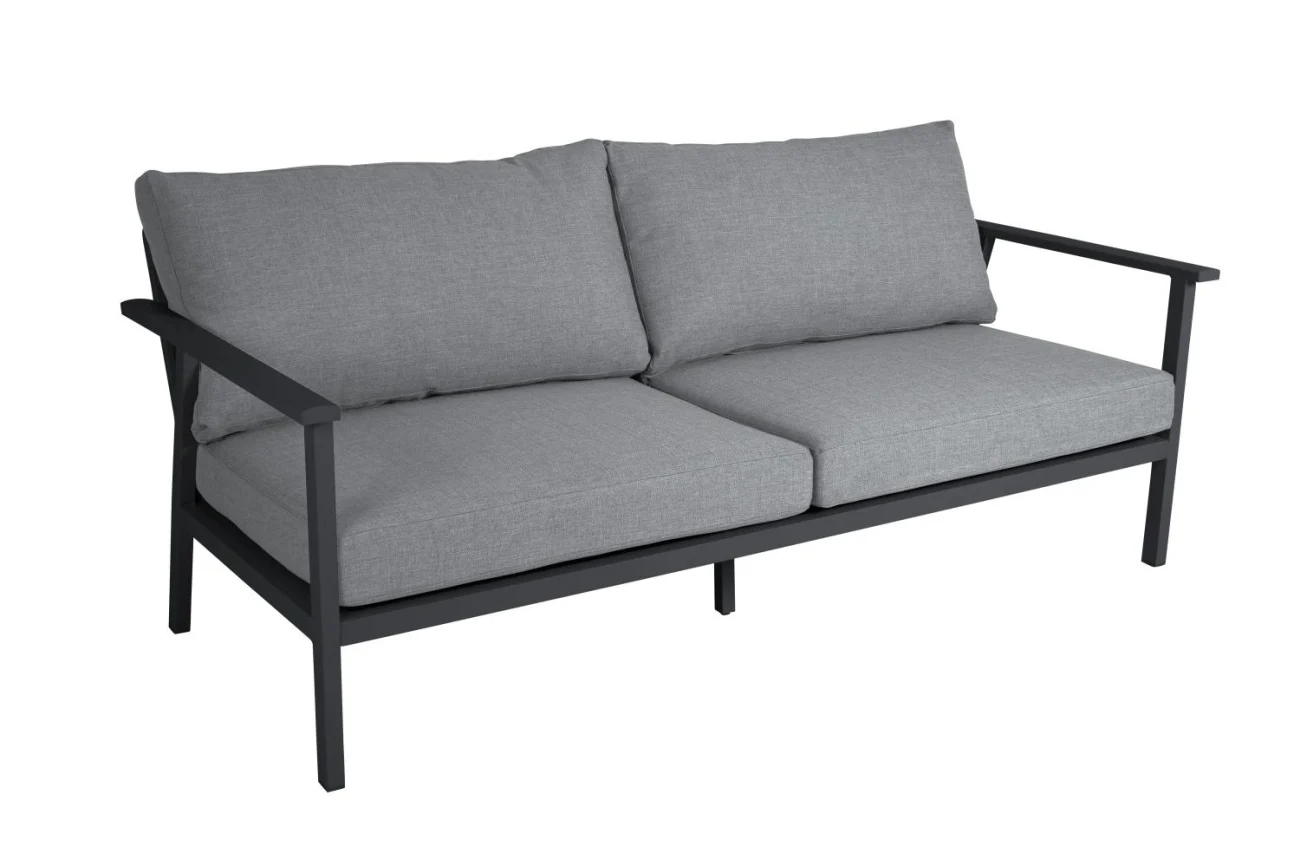 Gartenbank Samvaro 2-Sitzer von Brafab aus Aluminium und Olefin-Stoff, modern, anthrazit gepolstert