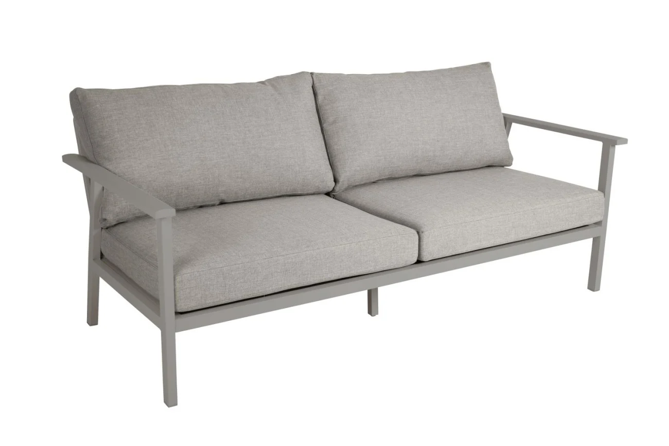 Gartenbank Samvaro 2-Sitzer von Brafab, aus Aluminium und Olefin-Stoff, modern, beige, gepolstert