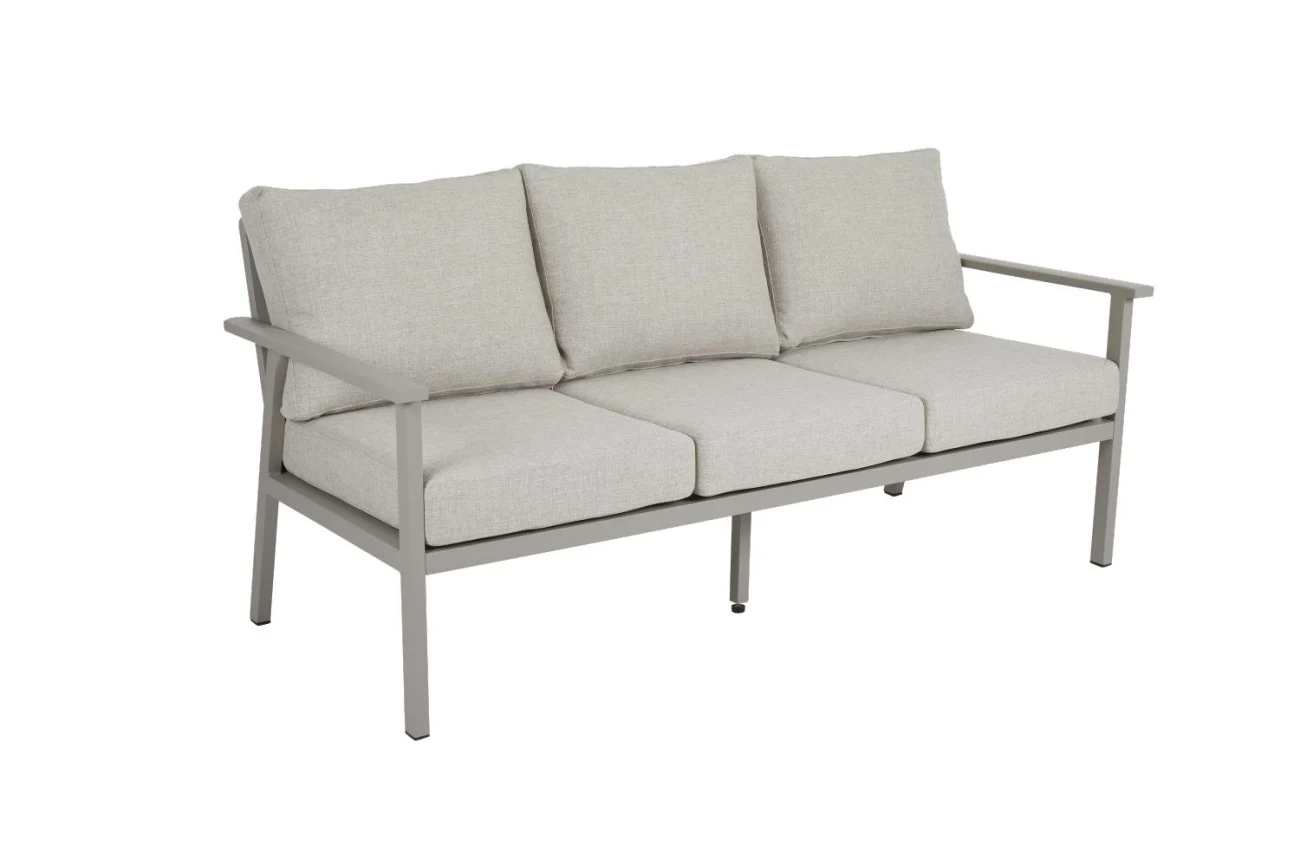Gartenbank Samvaro 3-Sitzer von Brafab, aus Aluminium mit Olefin-Stoff, modern, beige, gepolstert