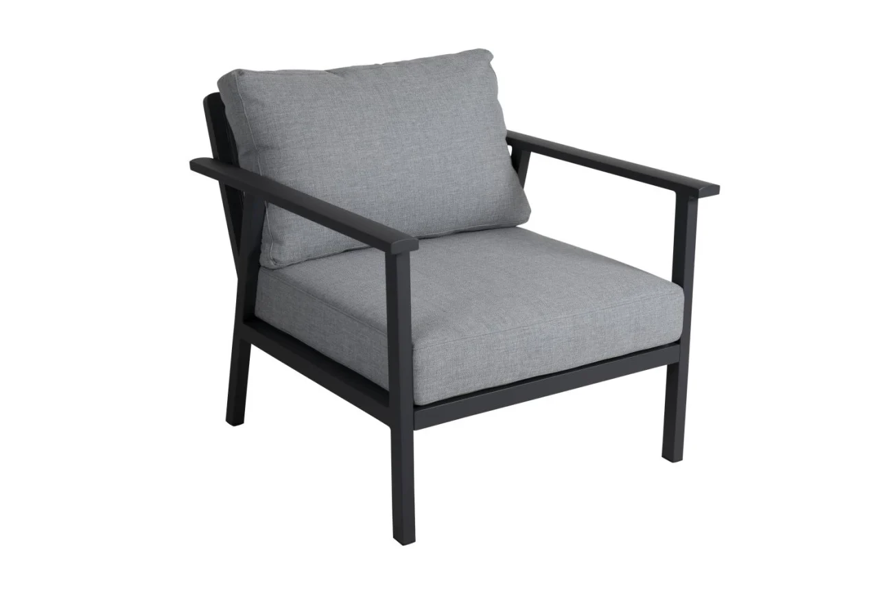 Gartensessel Samvaro Big von Brafab, aus Aluminium mit Olefin-Stoff, modern, anthrazit, inkl. Kissen