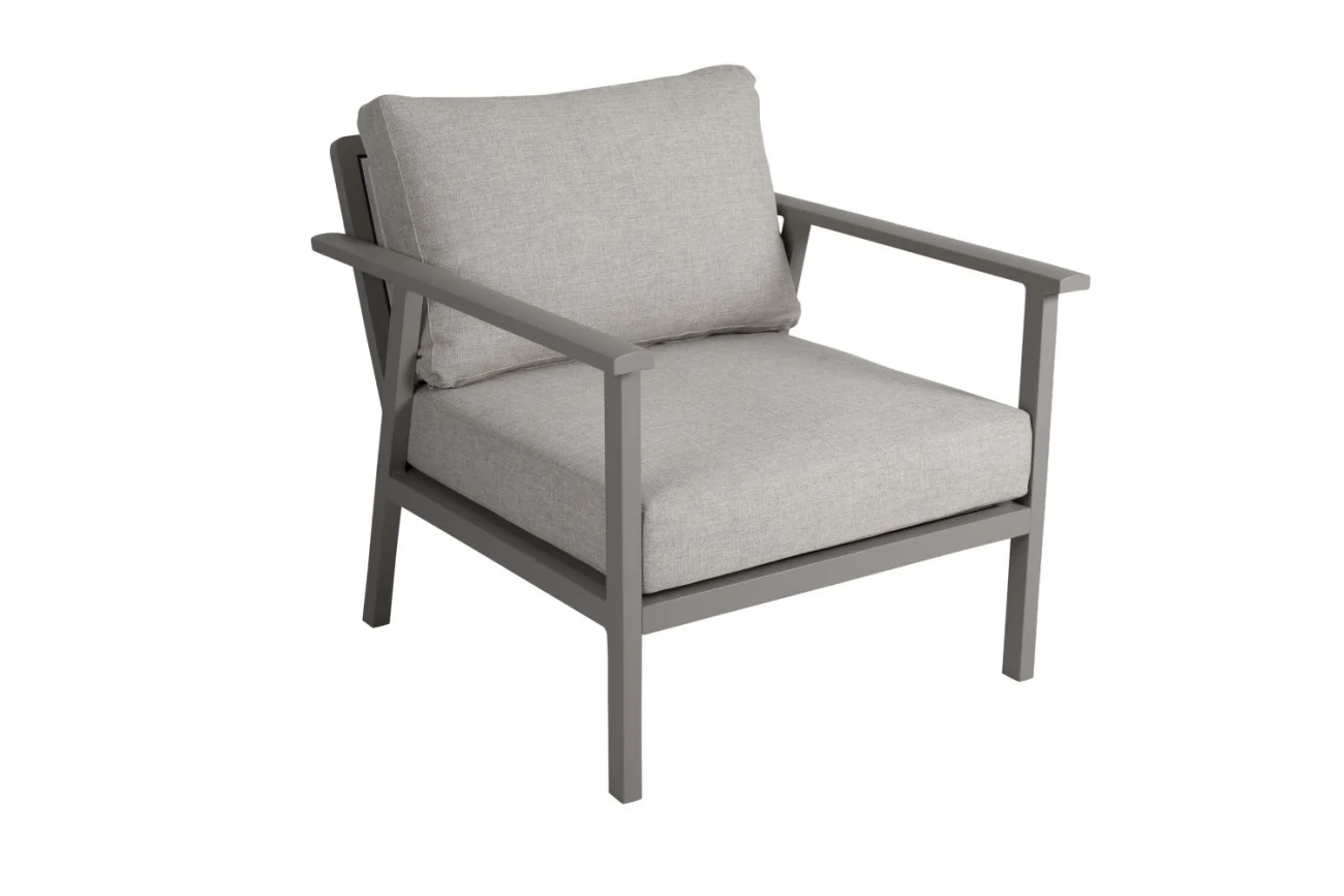Gartensessel Samvaro Big aus Aluminium und Olefin-Stoff, modern, Beige Sand, inkl. Kissen