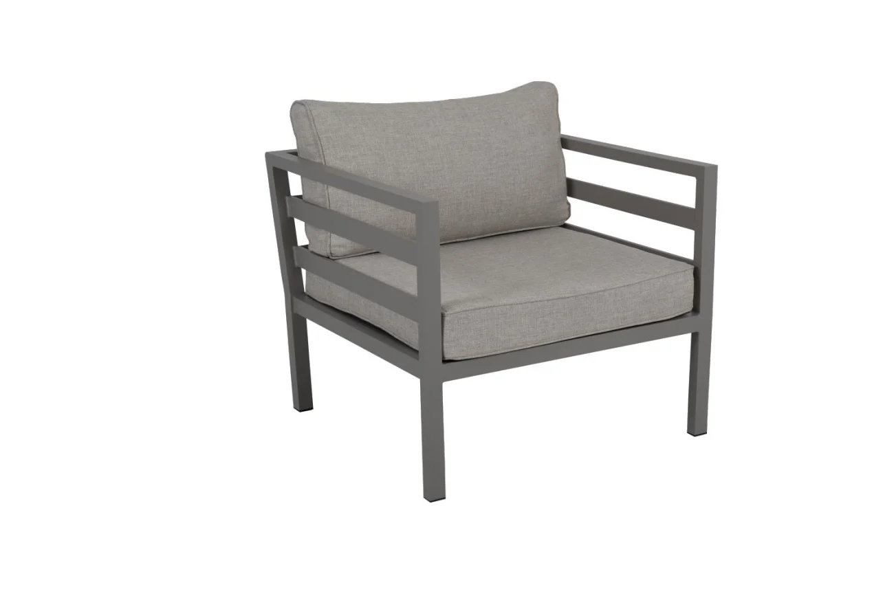 Gartensessel Weldon von Brafab aus Aluminium und Olefin-Stoff, modern, mit Kissen, beige