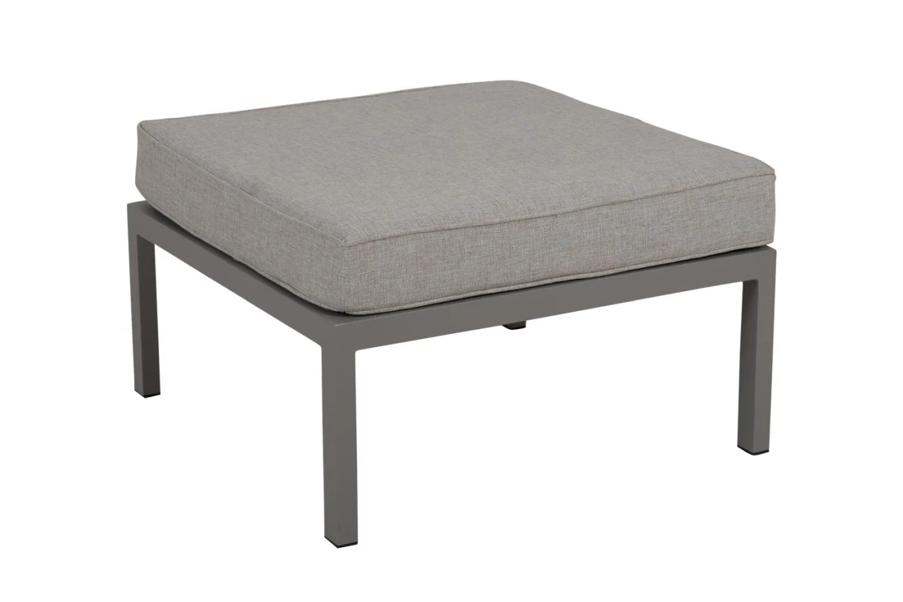 Gartenhocker Weldon mit Kissen aus Aluminium und Olefin-Stoff, modern, beige, quadratisch, 70x70 cm