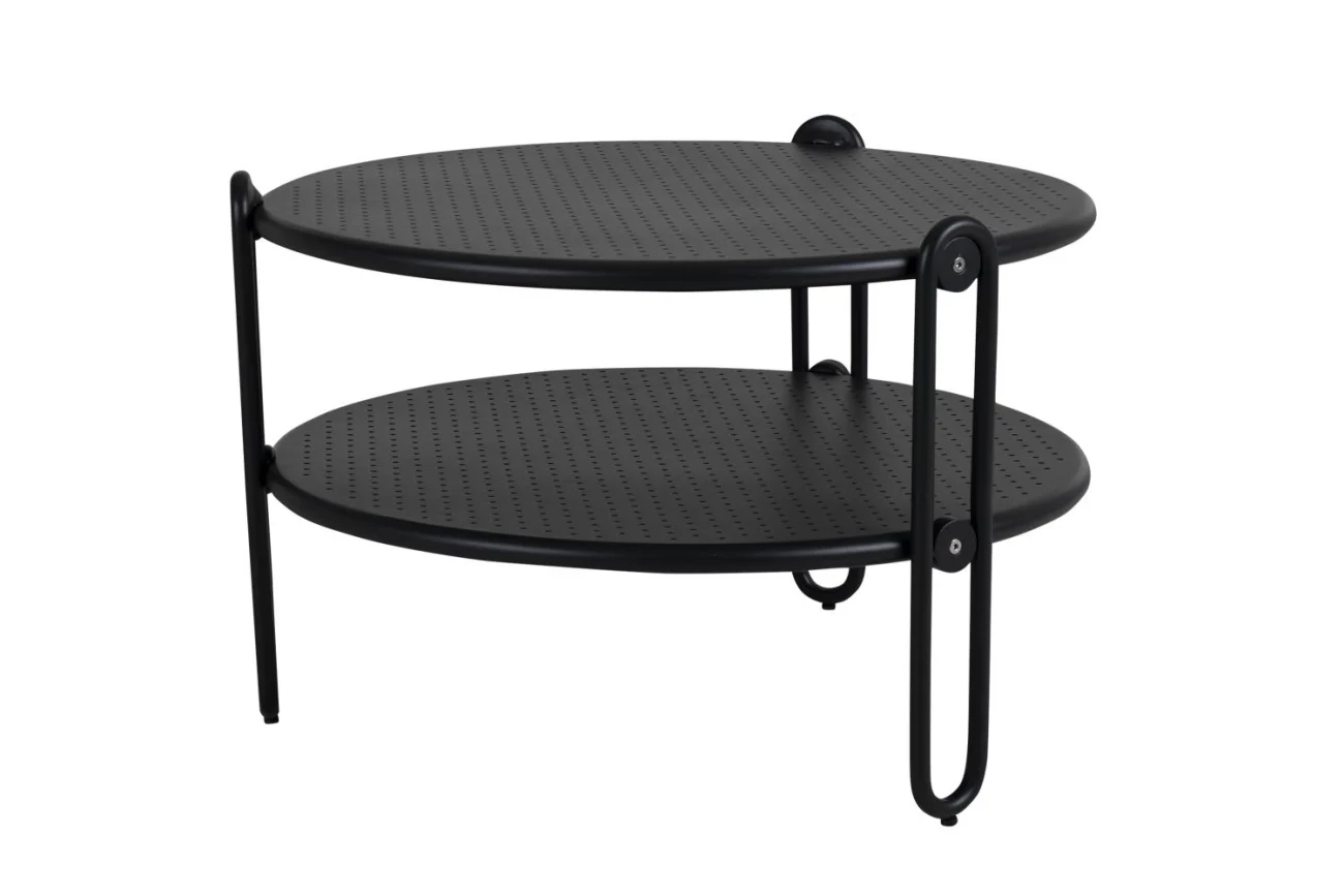 Gartencouchtisch Blixt, aus Aluminium, modern, rund, schwarz, 65 cm - Brafab