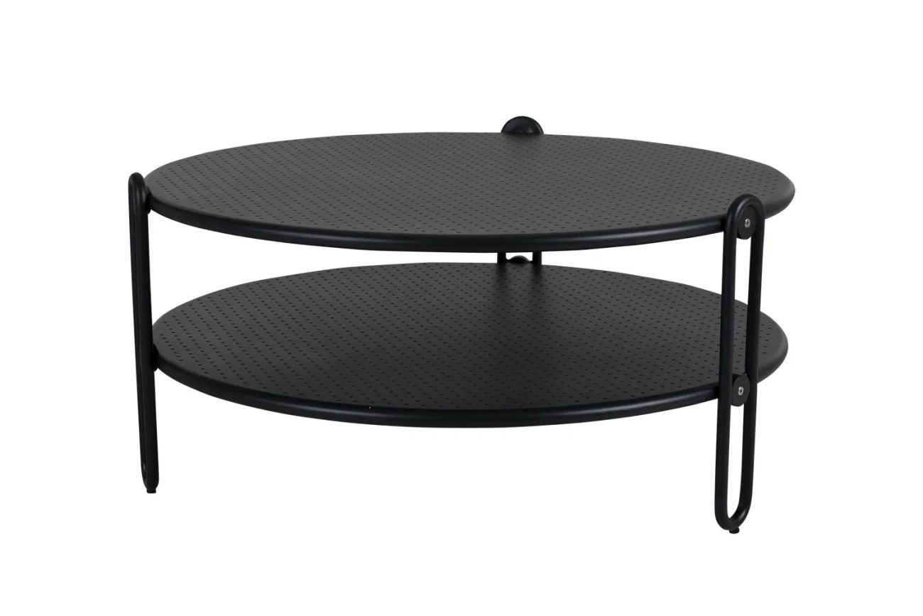 Gartencouchtisch Blixt, aus Aluminium, modern und rund, schwarz, 85 cm Durchmesser - Brafab