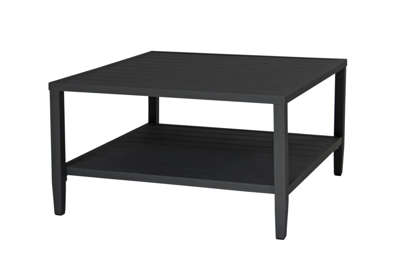 Gartencouchtisch Chelles, aus Aluminium im modernen Design, quadratisch, schwarz, 90 cm - Brafab