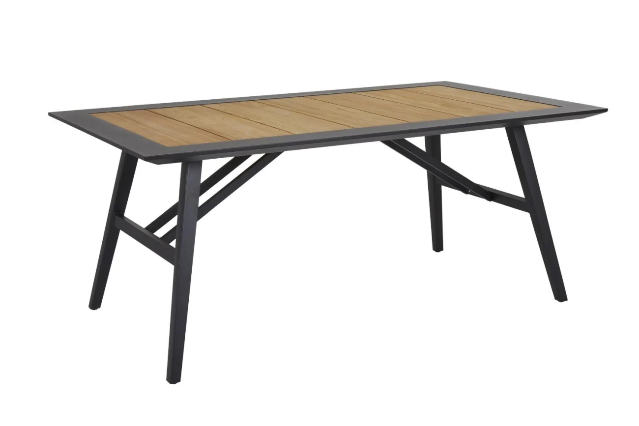 Gartenesstisch Chios aus Teakholz und Aluminium, modern, naturfarben, rechteckig, 175 cm - Brafab