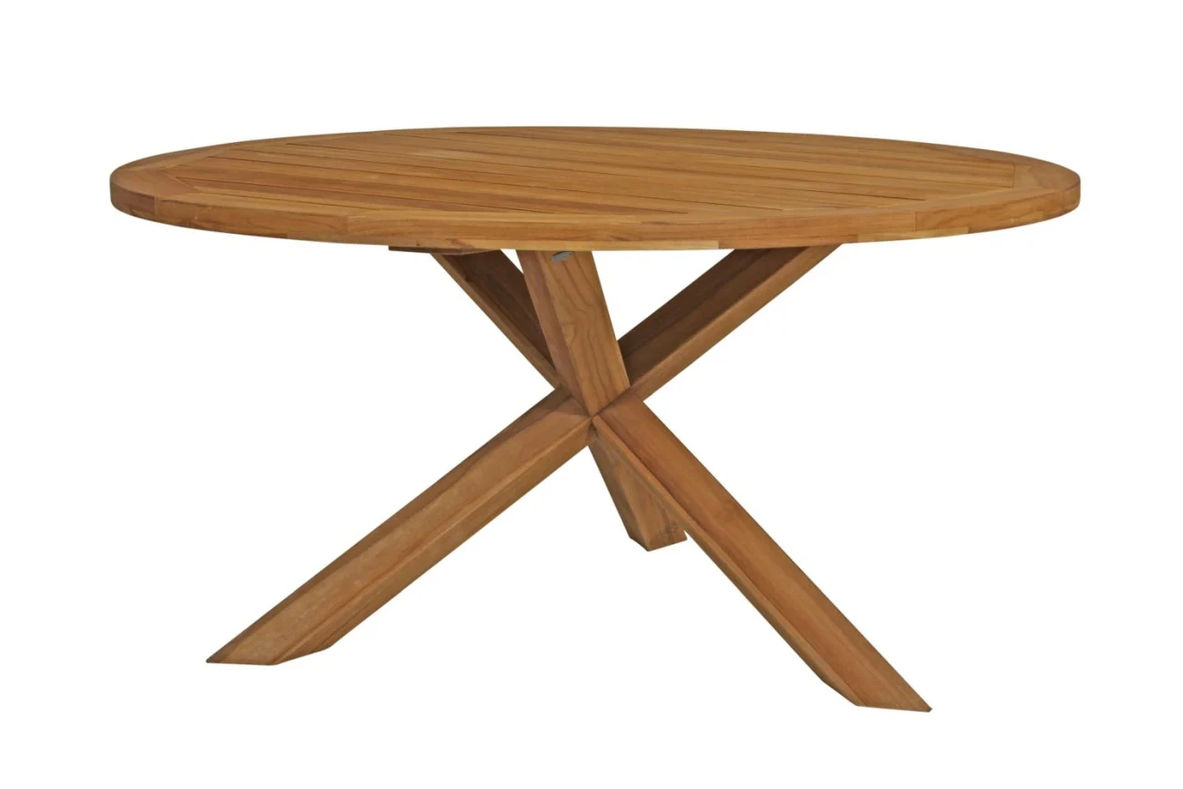 Gartenesstisch Eios aus Teakholz, modern und rund, für 6-8 Personen, natur, Ø 150 cm