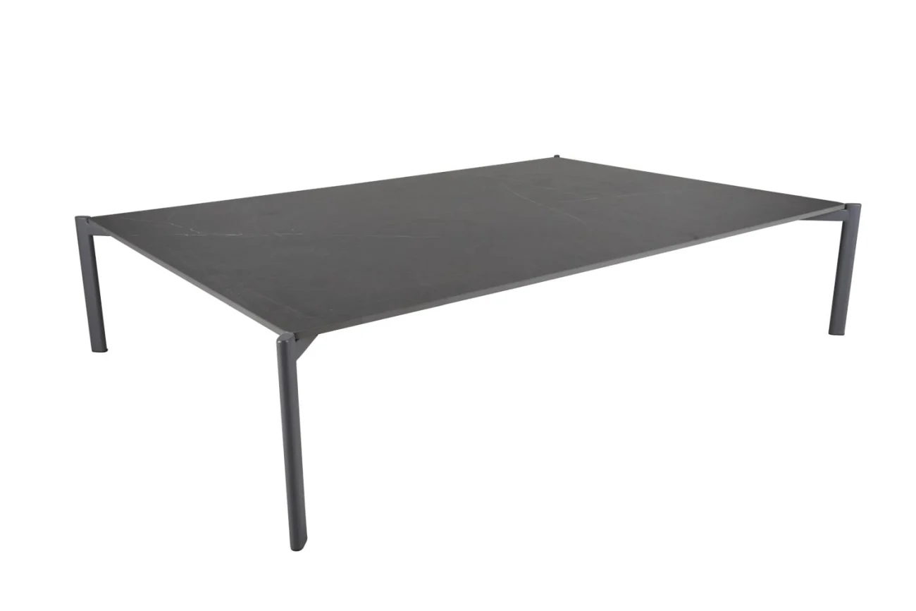 Gartencouchtisch Hallavara aus Stein und Edelstahl, modern, anthrazit, 162x112 cm - Brafab