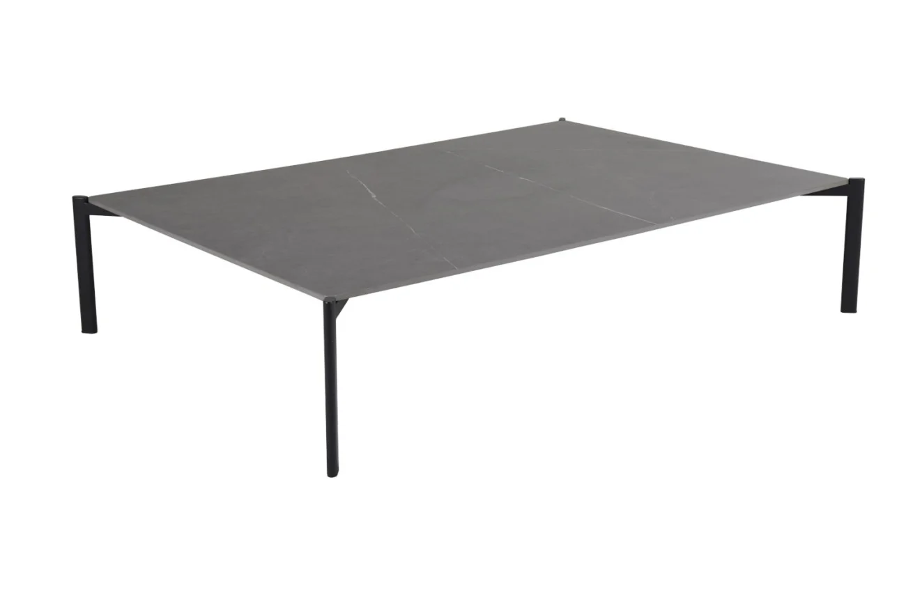 Gartencouchtisch Hallavara, aus Stein und Edelstahl, modern, schwarz-grau, 162x112 cm