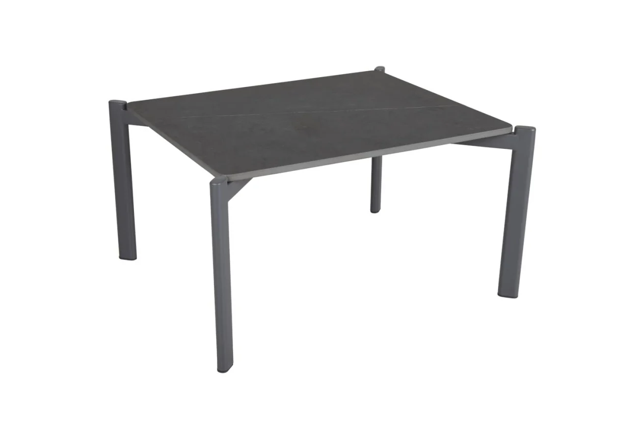 Gartencouchtisch Hallavara, aus Stein und Edelstahl, modern, anthrazit, 56x66 cm - Brafab