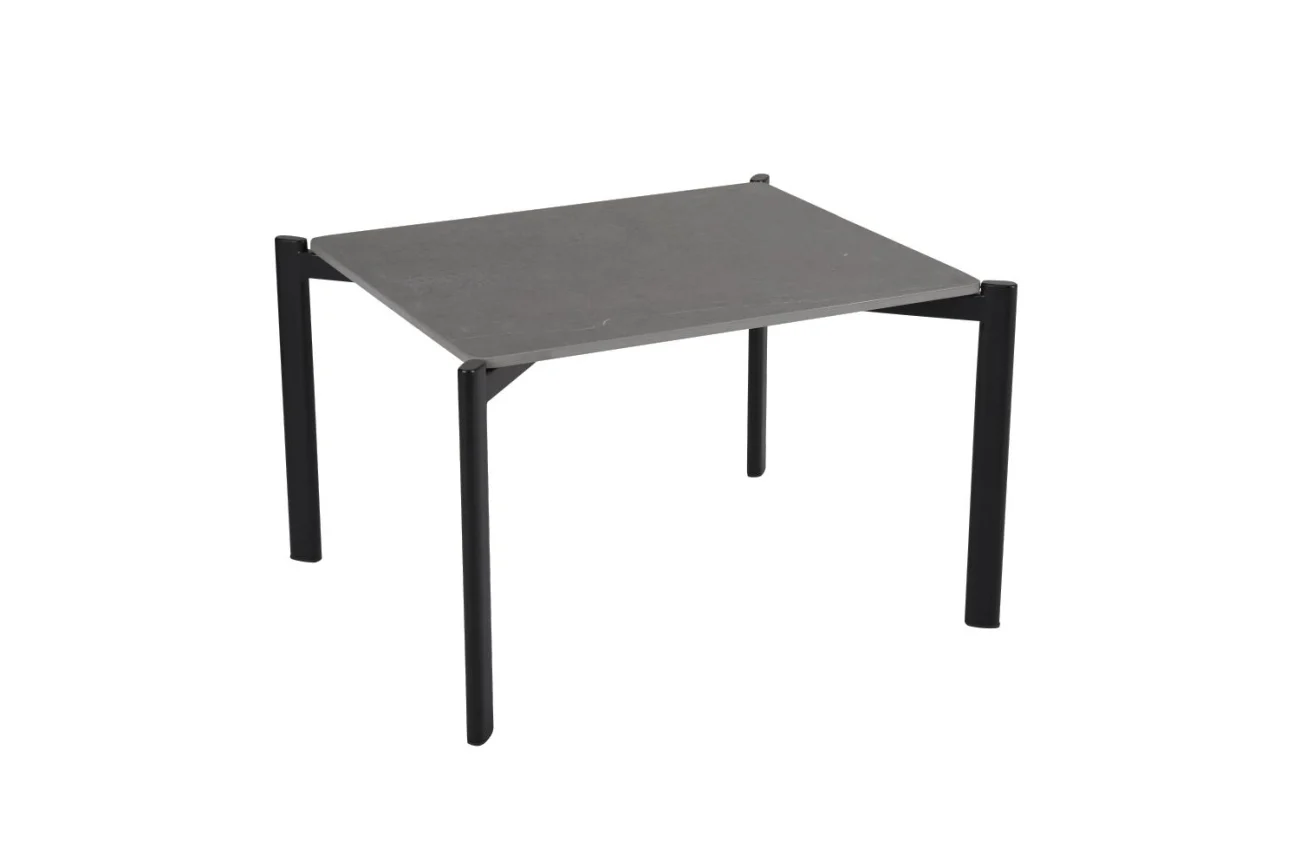 Gartencouchtisch Hallavara aus Stein und Edelstahl, modern, schwarz-grau, 56x66 cm