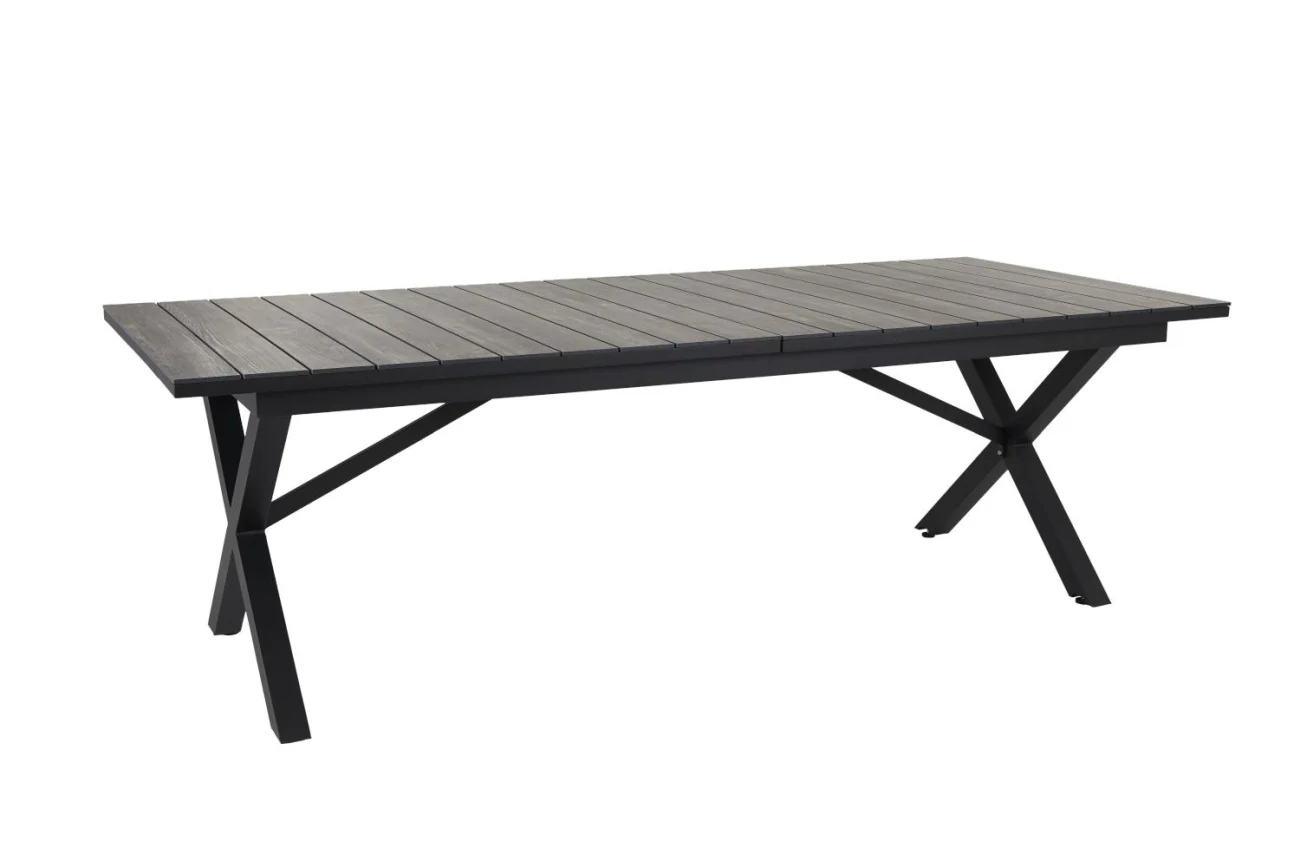 Gartenesstisch Hillmond aus Aluminium und HPL, modern und ausziehbar, schwarz, für 10–12 Personen - Brafab