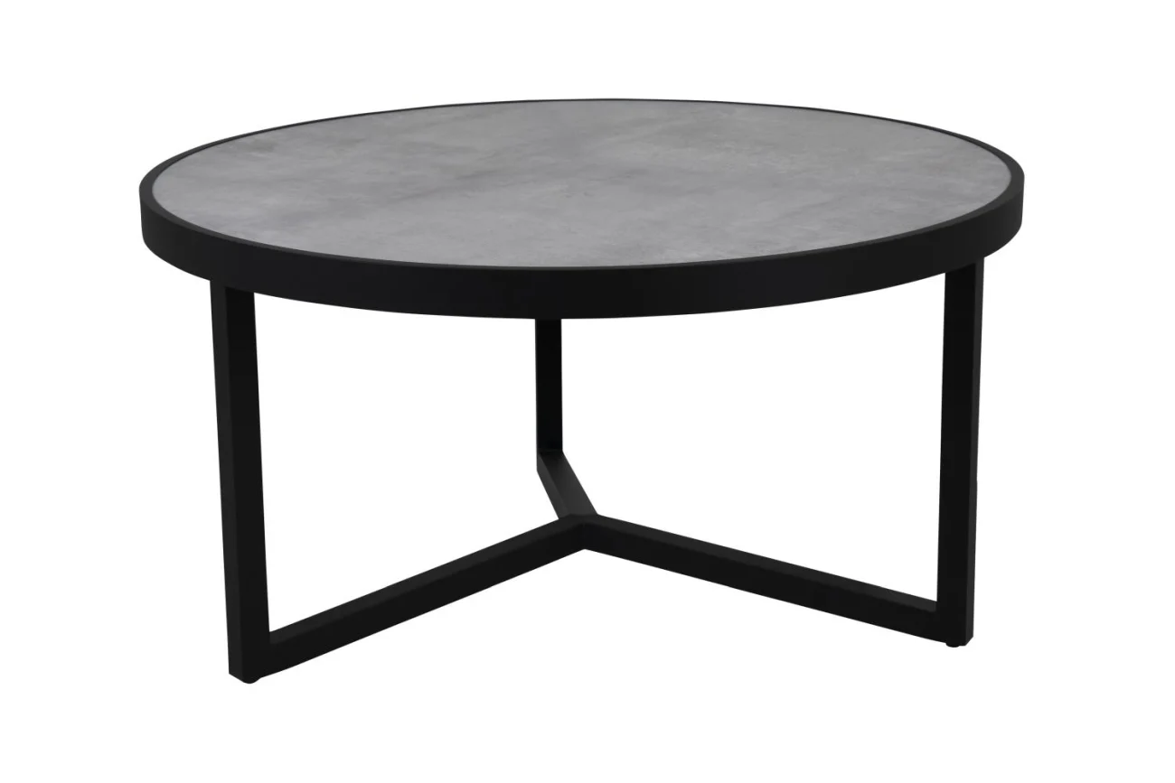 Gartencouchtisch Itonda aus Aluminium und Glas, modern rund, grau, Ø 100 cm - Brafab
