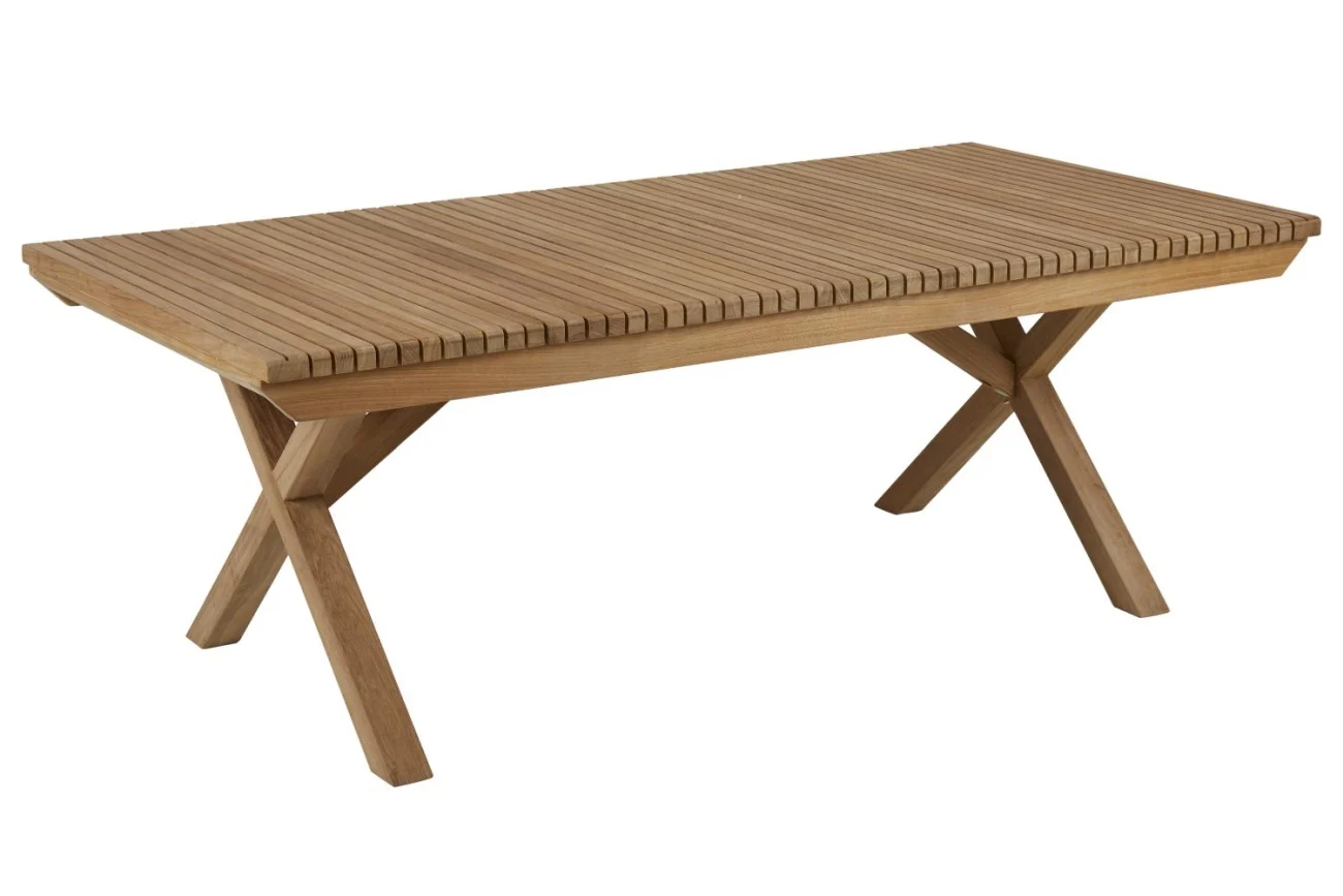 Gartencouchtisch Julita aus Teakholz, modern massiv, rechteckig in Natur, 140 cm von Brafab