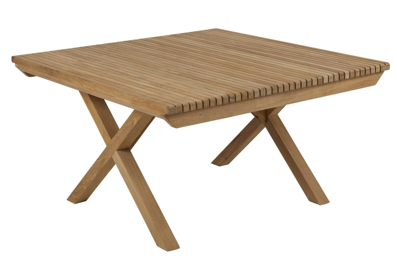 Gartencouchtisch Julita aus Teakholz, modern massiv, quadratisch, Natur, 90 cm - Brafab