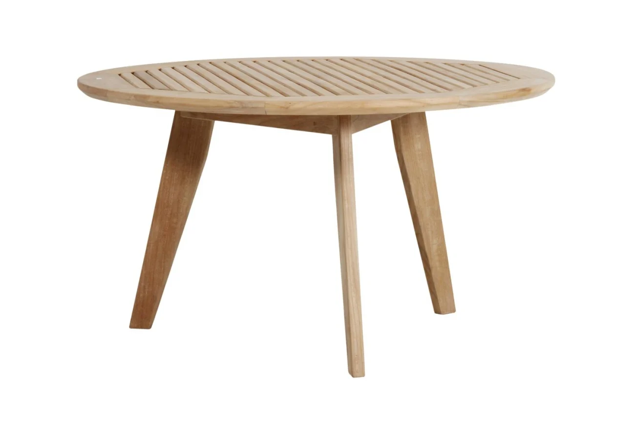 Gartencouchtisch Kastos aus Teakholz, modern und massiv, rund, natur, Ø 90 cm - Brafab