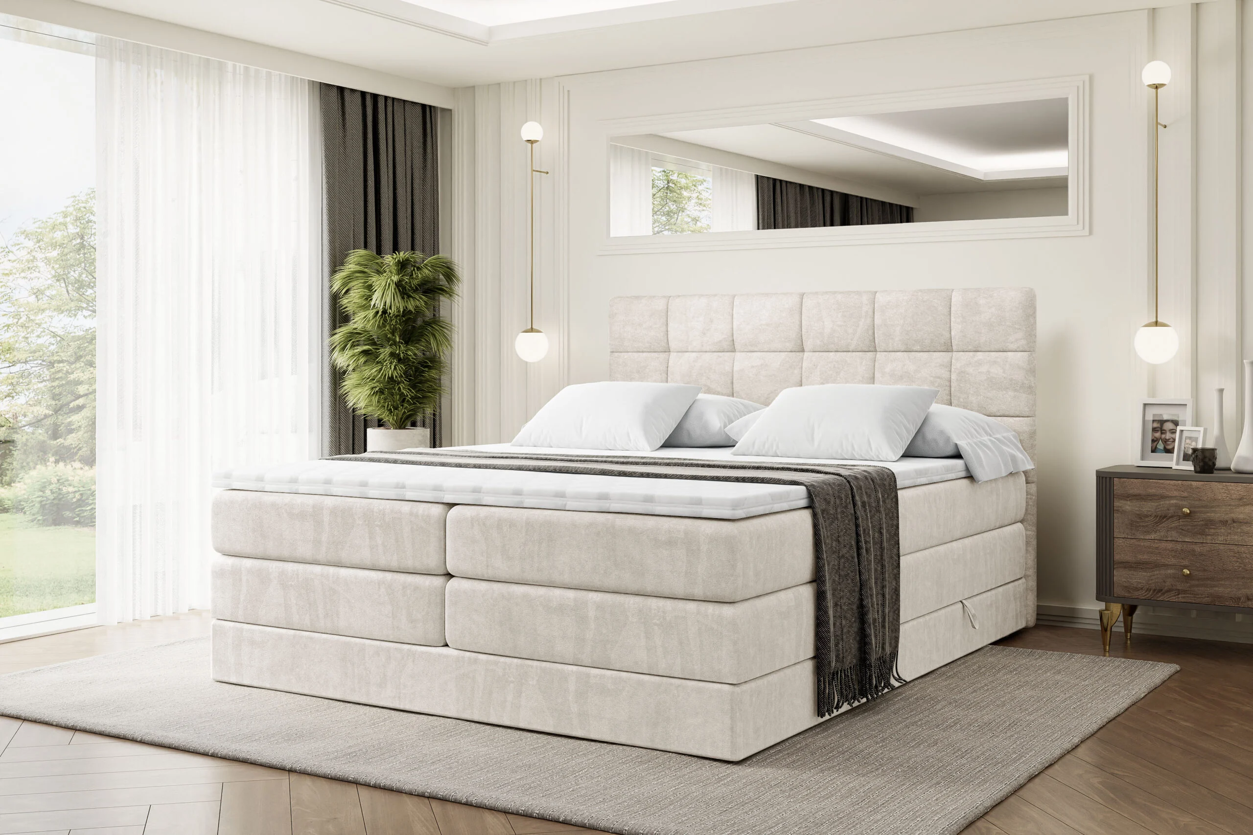 Boxspringbett BRUGO KING Beige - Casablanca 2301 120x200 cm
