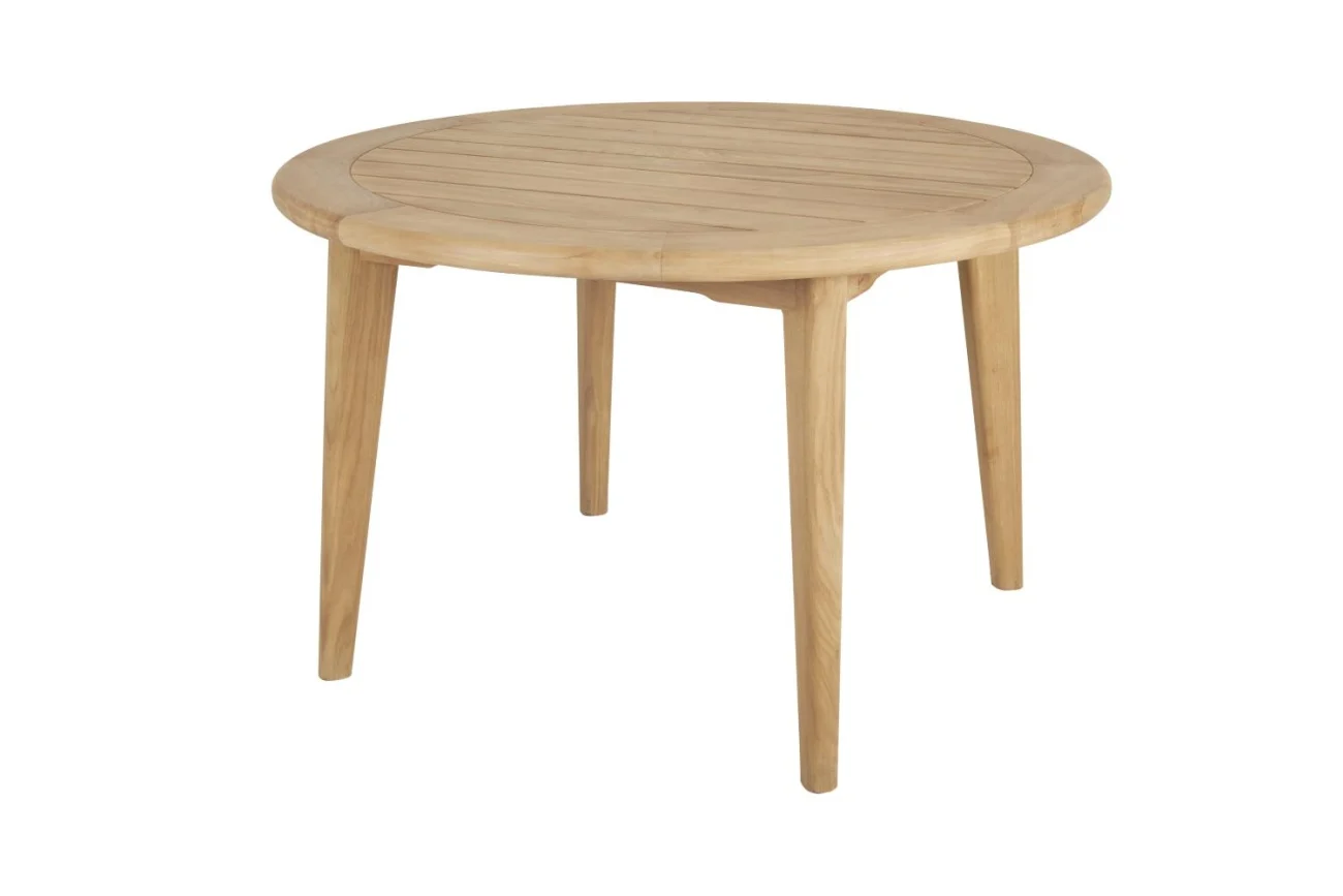 Gartenesstisch Lilja aus Teakholz, klassisches Design, rund, natur, Ø 120 cm, für 4 Personen - Brafab