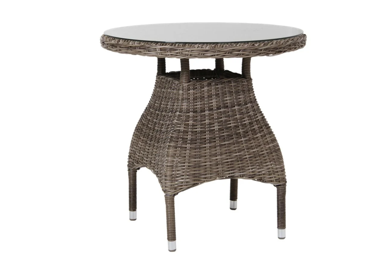 Gartencouchtisch Ninja aus Kunst-Rattan und Glas, klassisch rund, natur, Ø 70 cm, Outdoor