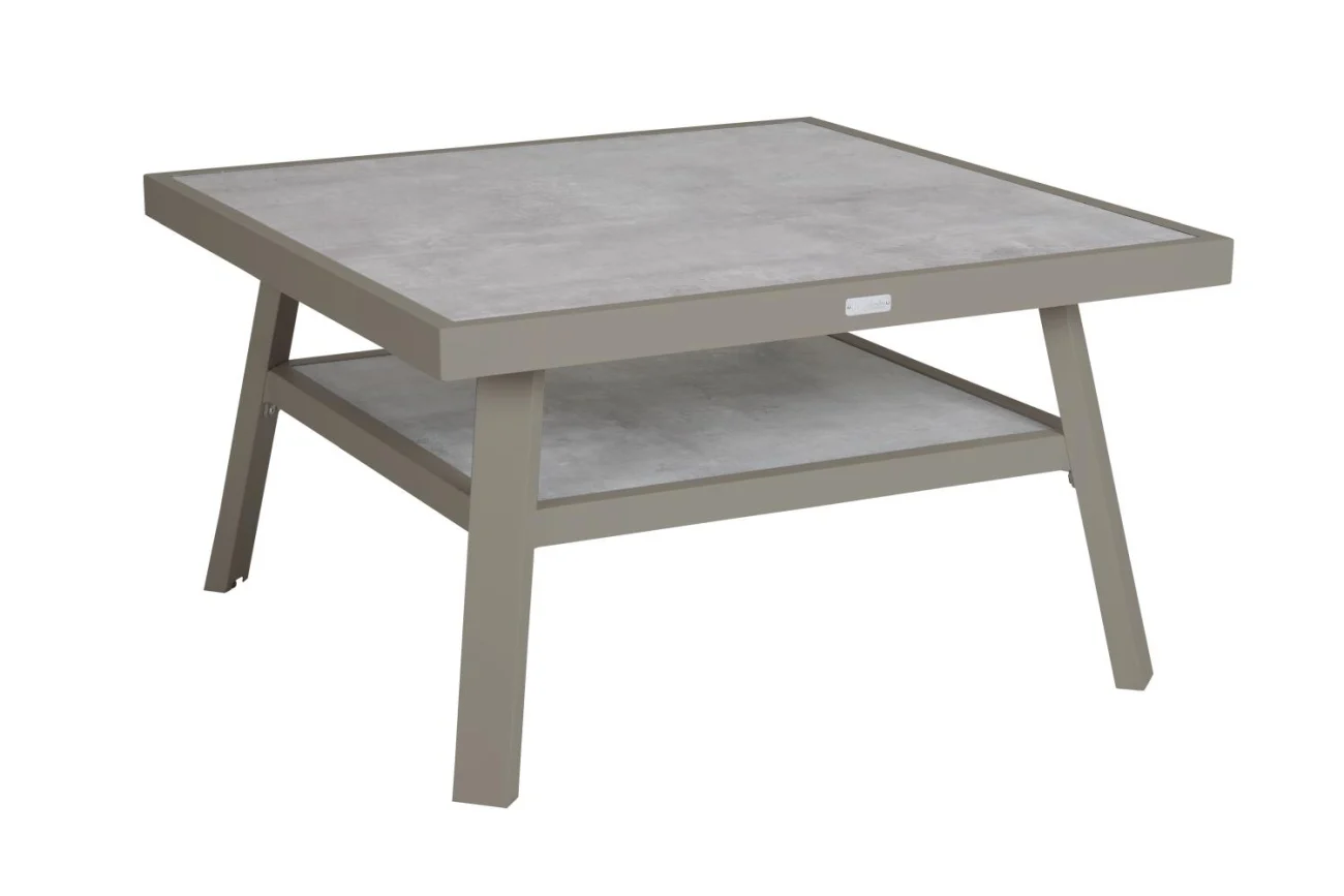 Gartencouchtisch Samvaro 90x90 cm von Brafab aus Aluminium und Glas, modern, beige, quadratisch, für Outdoor