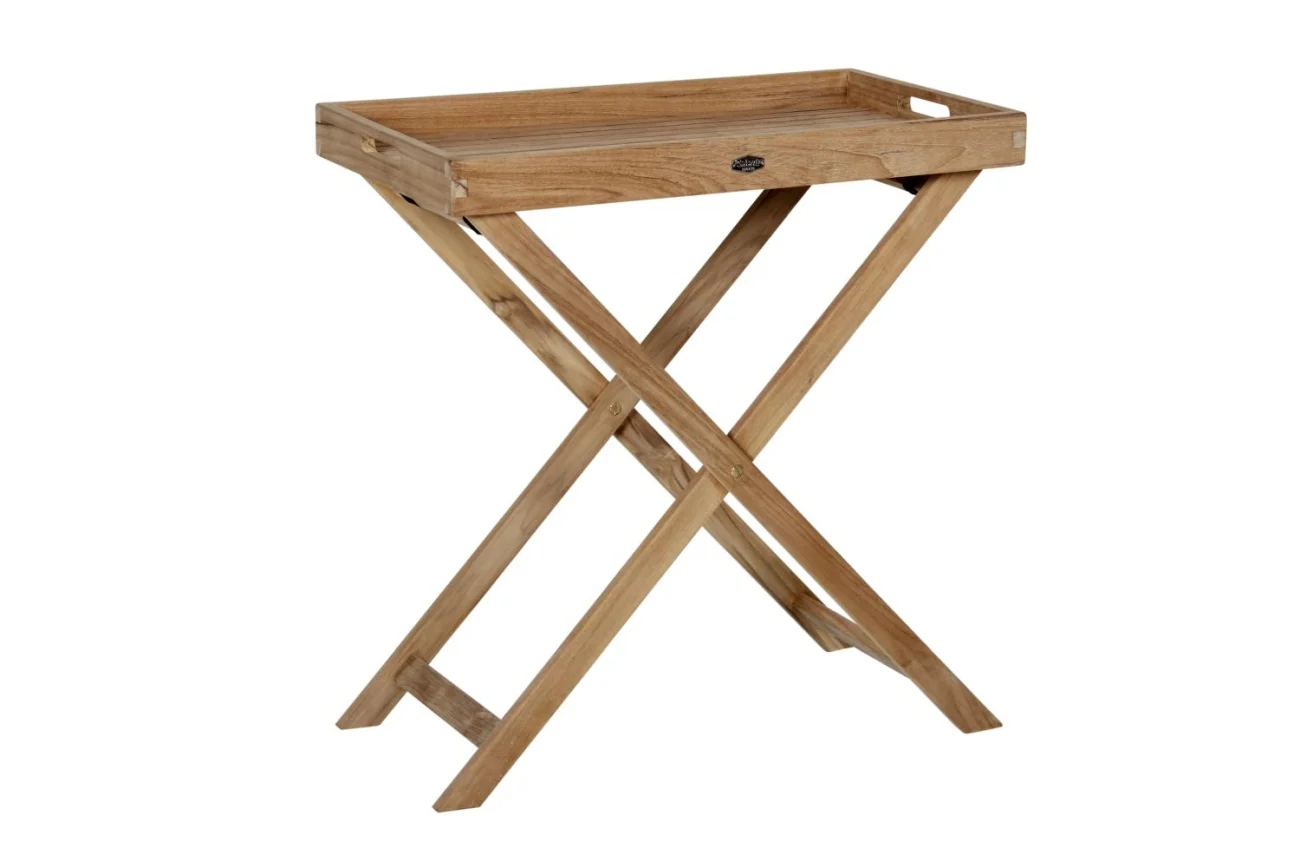 Gartenbeistelltisch Turin aus Teakholz, klassisch, klappbar, natur, rechteckig, High - Brafab