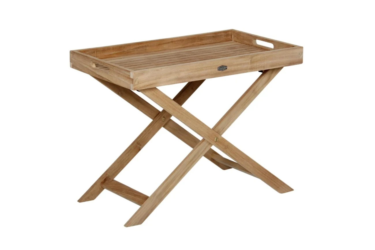 Gartenbeistelltisch Turin aus Teakholz, klassisch und klappbar, Low, natur, rechteckig - Brafab