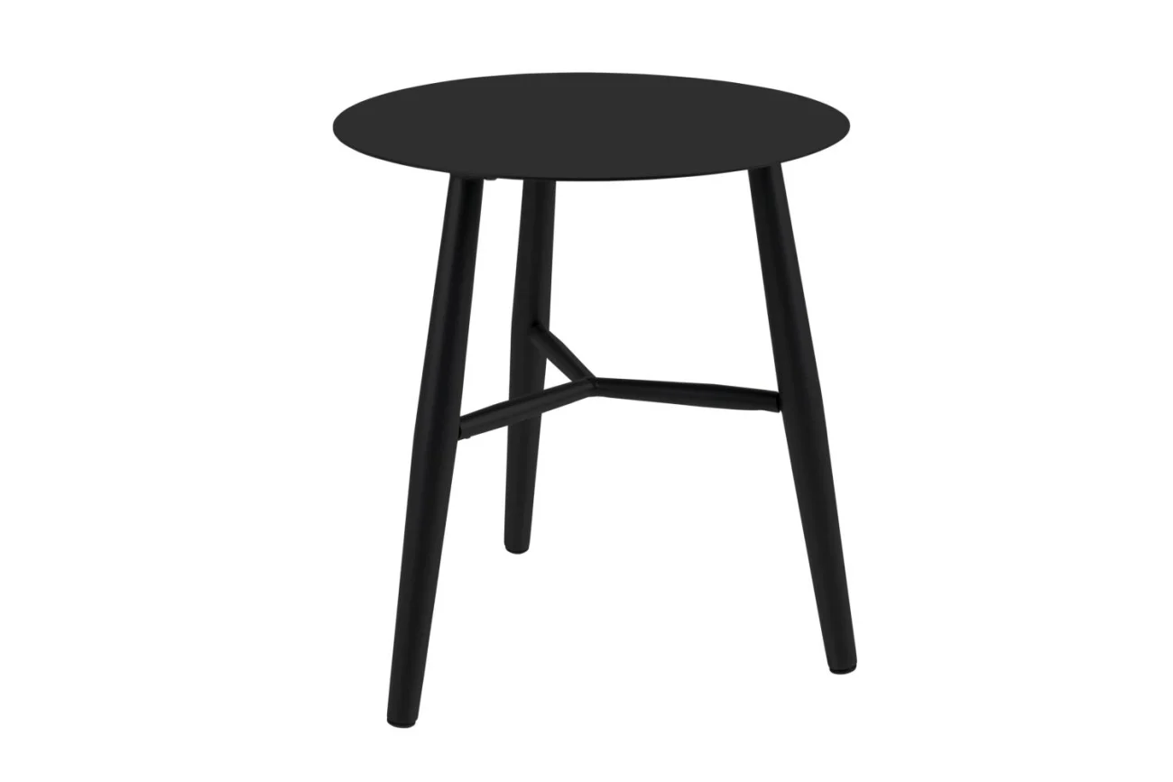 Gartenbeistelltisch Vannes aus Aluminium, modern rund, Schwarz, Ø 45 cm, Brafab