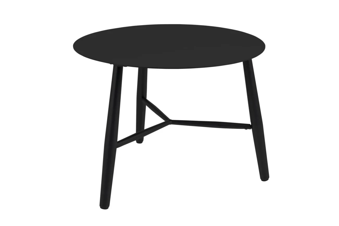 Gartencouchtisch Vannes aus Aluminium, modern rund, schwarz, Ø 60 cm, pflegeleicht - Brafab