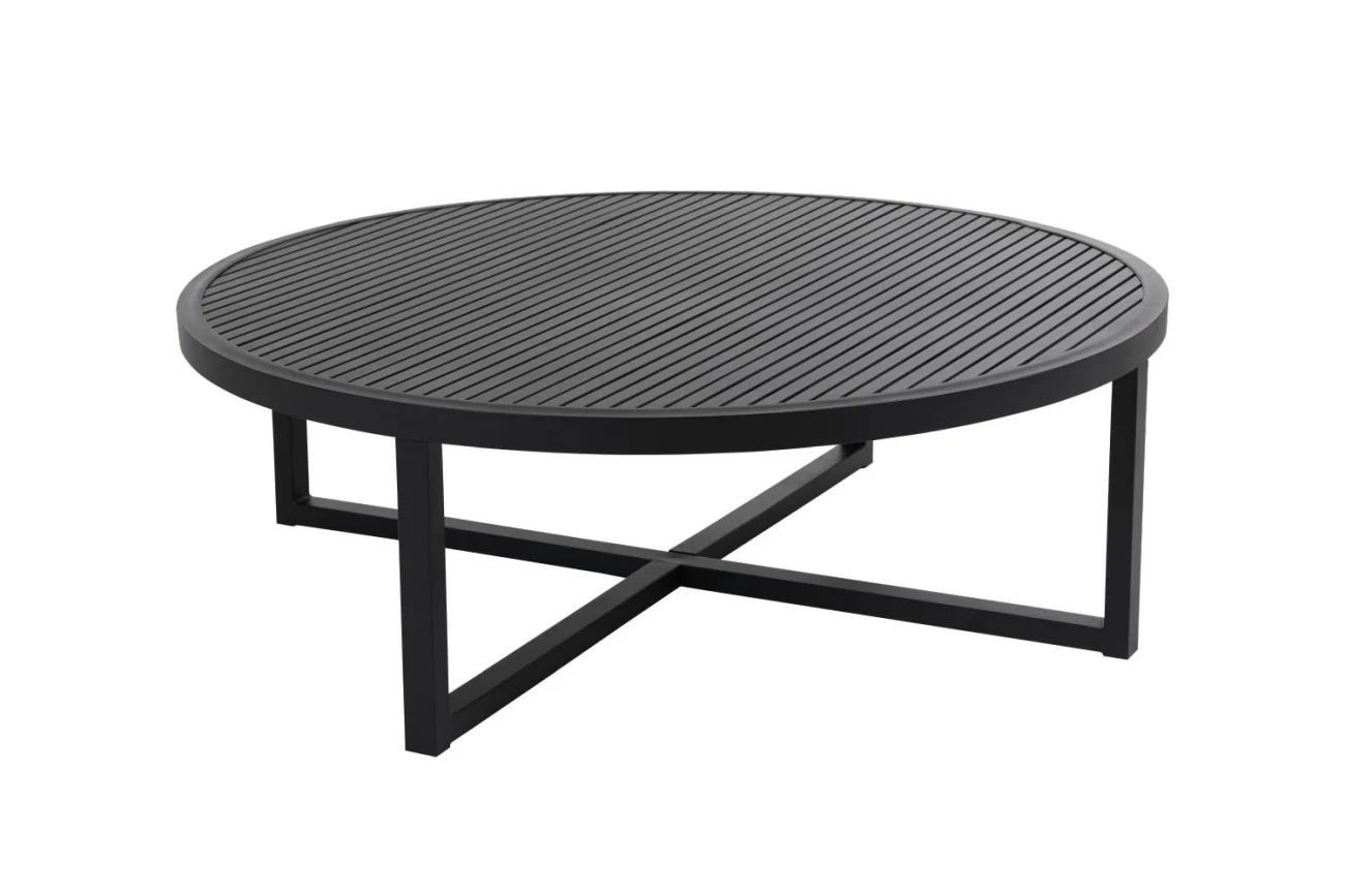 Gartencouchtisch Vevi aus Aluminium, modern rund, schwarz, Ø 100 cm, pulverbeschichtet - Brafab