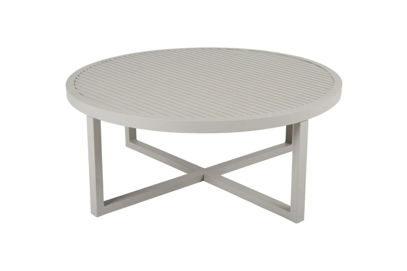 Gartencouchtisch Vevi aus Aluminium, modern rund, beige pulverbeschichtet, Ø 100 cm - Brafab