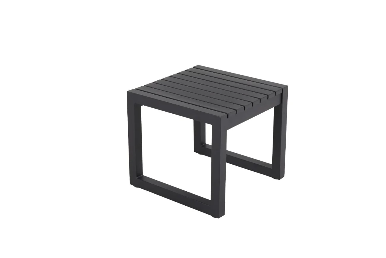 Gartenbeistelltisch Vevi aus Aluminium, modern mit U-Gestell, quadratisch in Schwarz, 40x40x35 cm