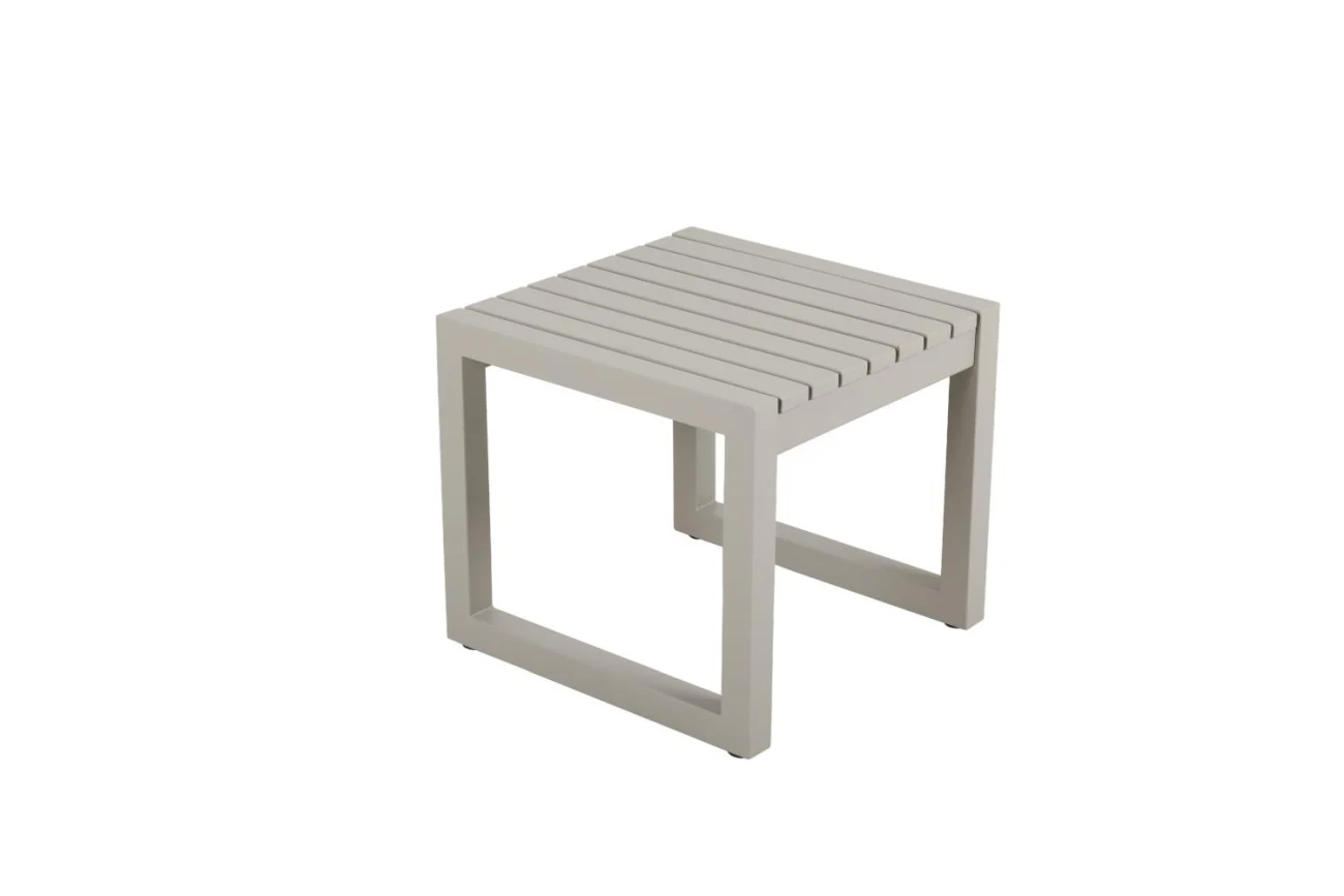 Gartenbeistelltisch Vevi aus Aluminium, modern, beige, quadratisch, pulverbeschichtet - Brafab
