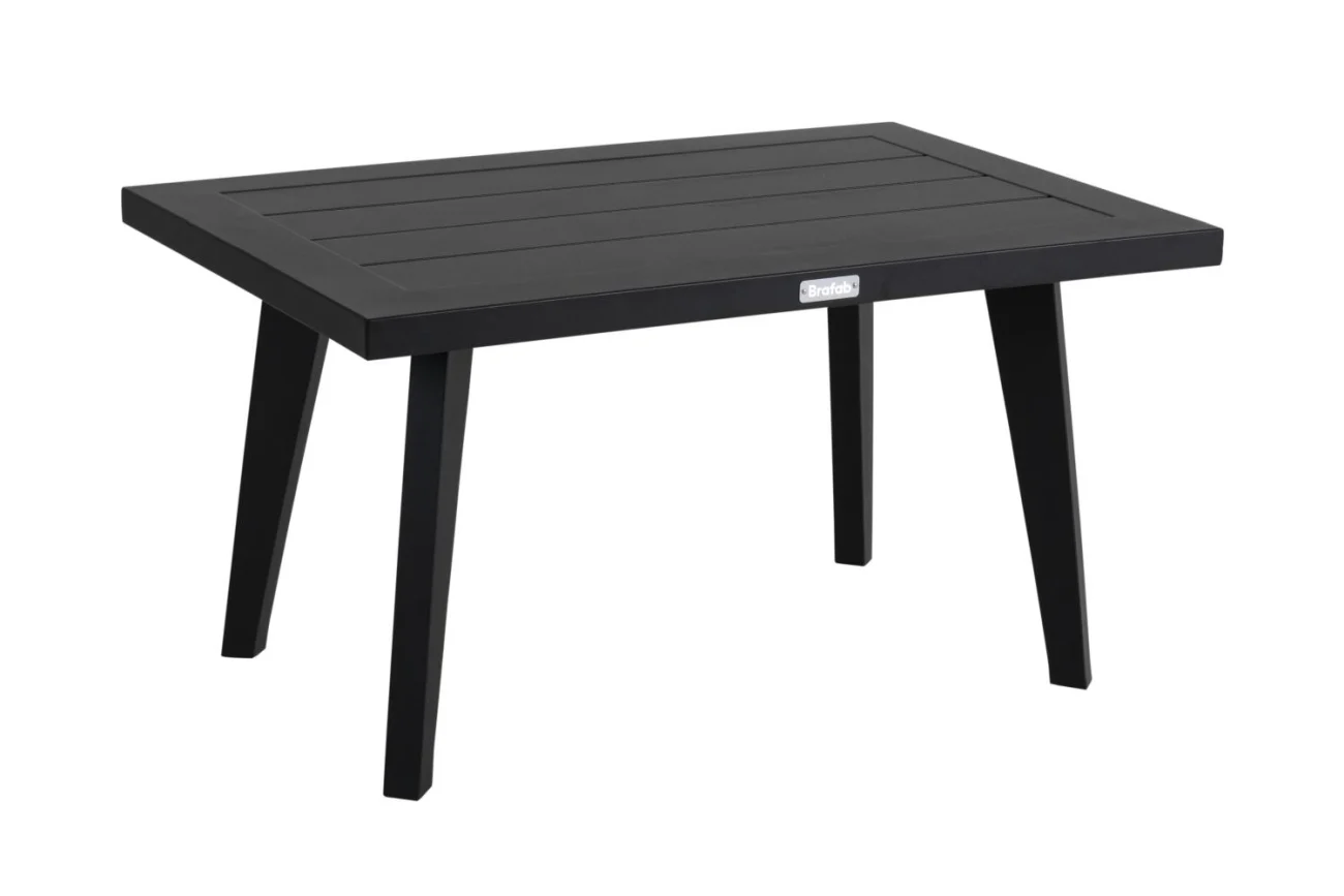 Gartencouchtisch Villac 75x50 cm von Brafab, aus pulverbeschichtetem Aluminium, modern, schwarz