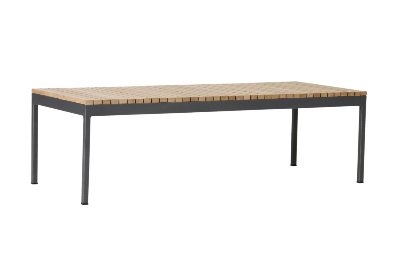 Gartencouchtisch Zalongo aus Teakholz, modern mit Aluminiumgestell, natur, 150x60 cm - Brafab