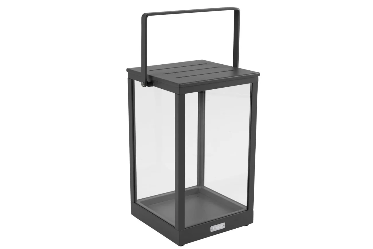 Windlicht Belfort aus Aluminium, modern quadratisches Design, Anthrazit, große Ausführung - Brafab