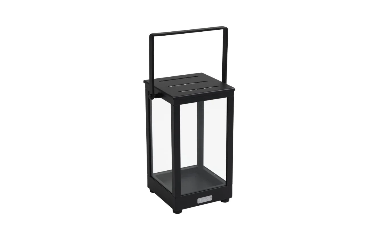 Windlicht Belfort aus Aluminium und Glas, modern, quadratisch, schwarz, Small, 20x20x37 cm - Brafab