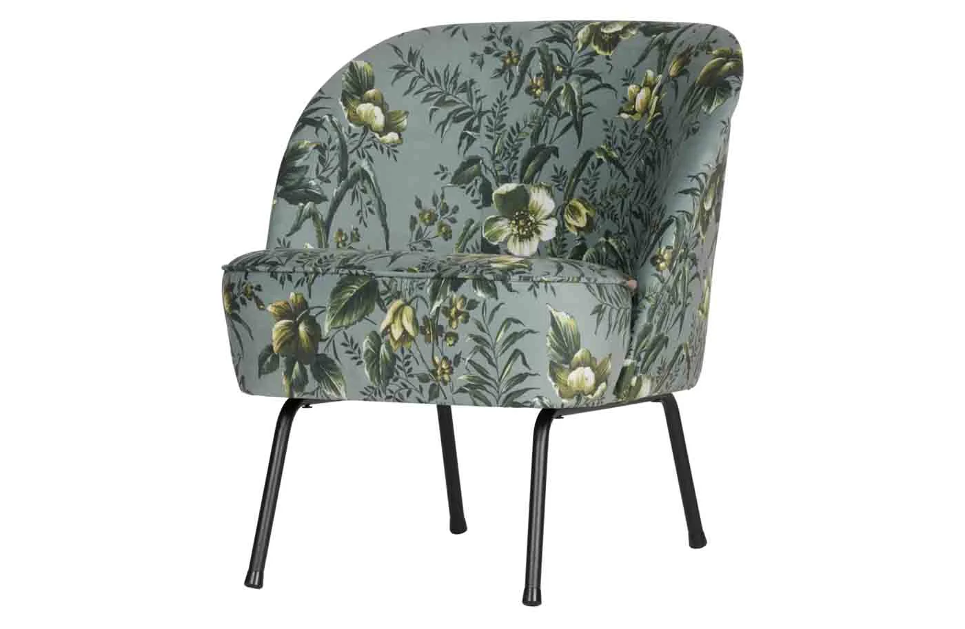 Sessel Vogue aus Samt, modern, gepolstert, Poppy Grey, schwarzes Metallgestell - Woood