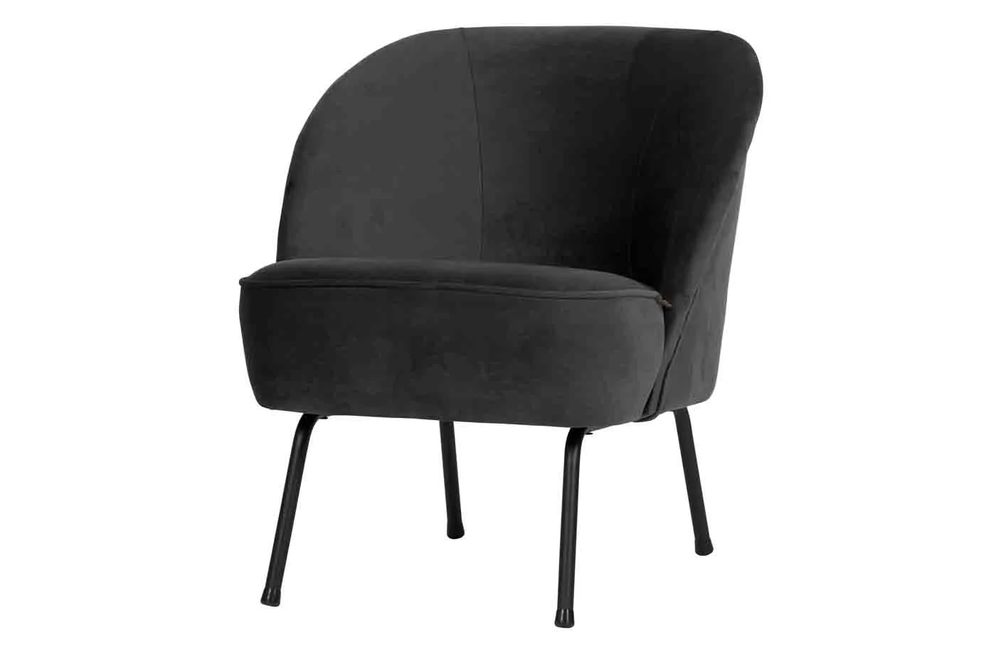 Sessel Vogue aus Samt, modern und gepolstert, Schwarz, elegantes Design für dein Zuhause - Woood