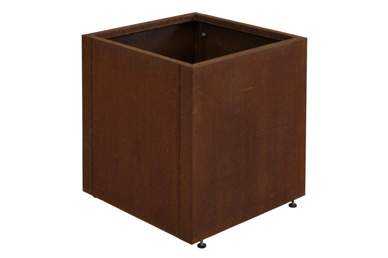 Blumentopf Kummin aus Cortenstahl, modern, 50x50 cm, rostbraun, mit Entwässerungsloch - Brafab